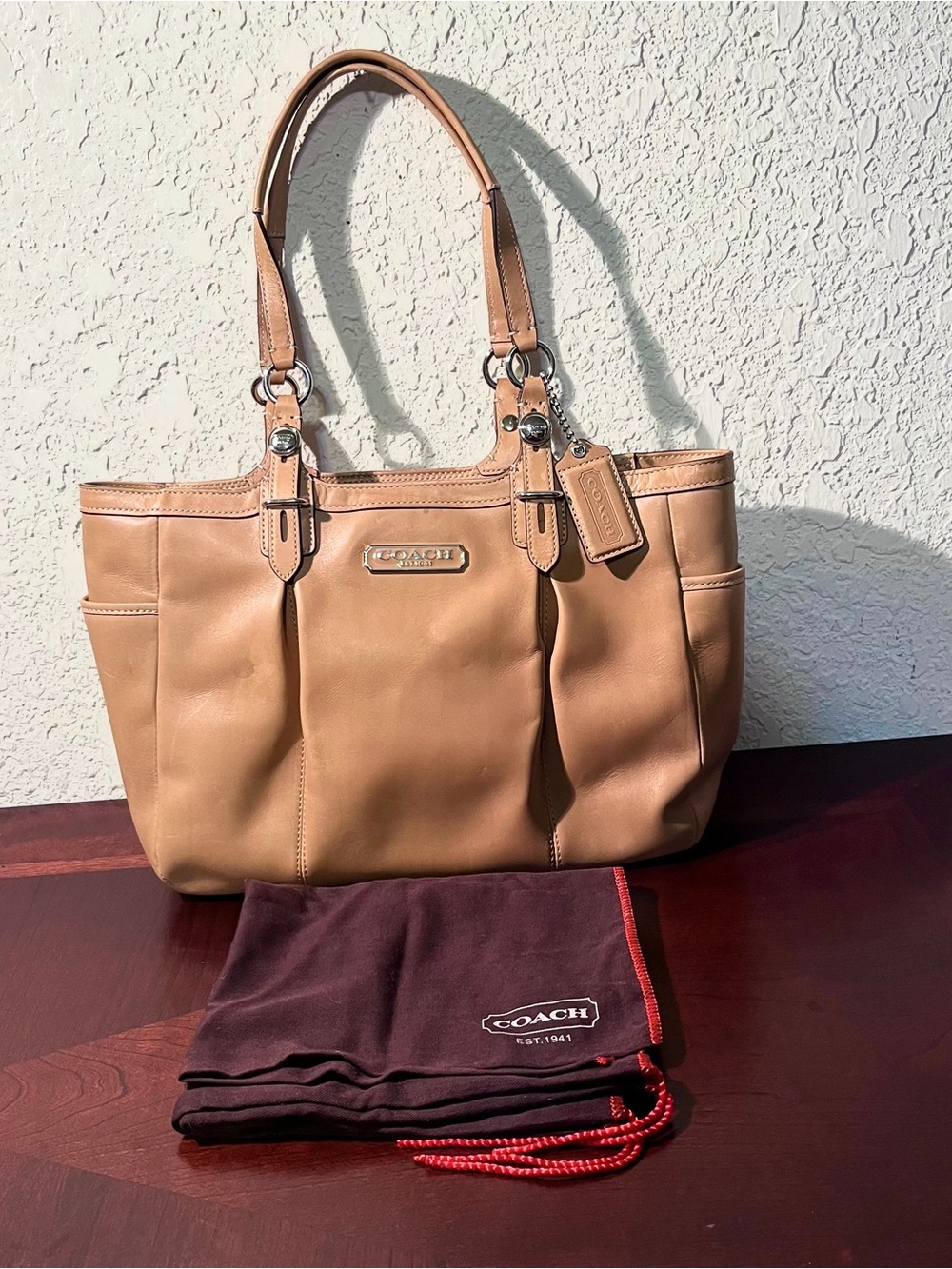 Vintage Coach Tan Leather Satchel & Dust Bag